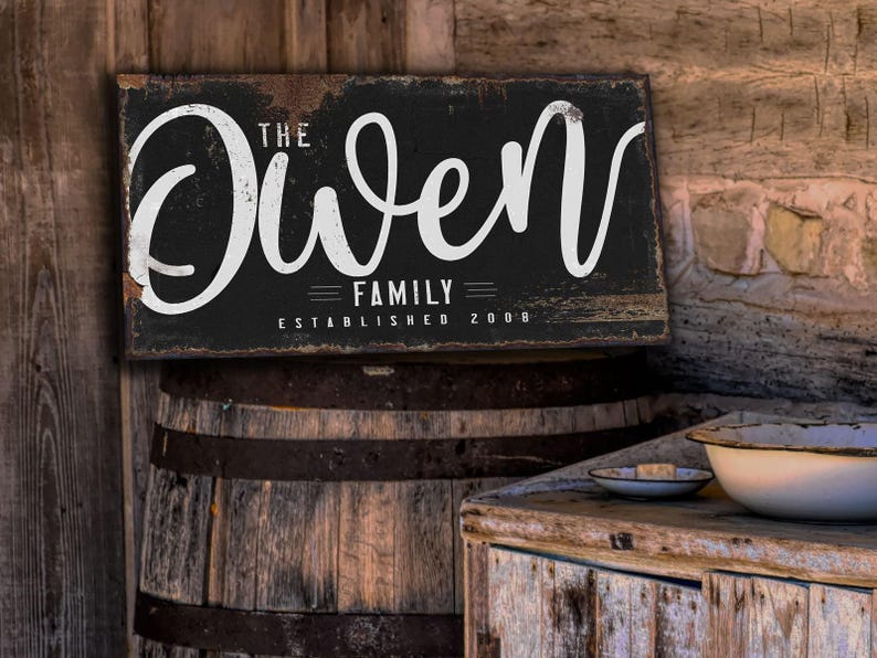 Rustic Family Name Sign: Personalized Canvas or Metal Wall Art - Etsy