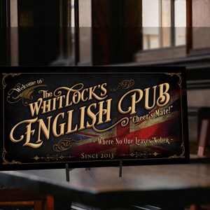 Personalized Vintage English Pub Sign: Bar Wall Decor image 4