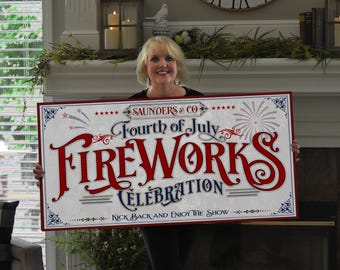 4th of July Sign Fireworks Celebration Sign | Fourth of July Sign | 1776 Decor | Patriotic Decor | Summer Wall Decor | Independence Day Sign