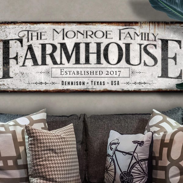 Personalized Farmhouse Family Name Sign: Rustic Aluminum Wall Decor