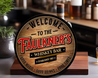 Personalized Whiskey Bar Sign: Custom Man Cave Decor