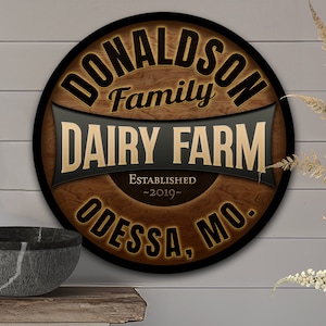 Round Metal Dairy Farm Sign | Personalized Dairy Farm Sign | Dairy Farm Decor | Custom Cattle Sign | Customized Family Sign Gift