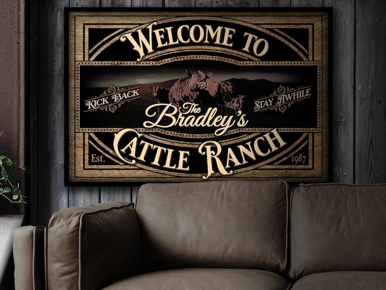 Personalized Red Angus Cattle Ranch Sign: Vintage Farmhouse Metal or ...