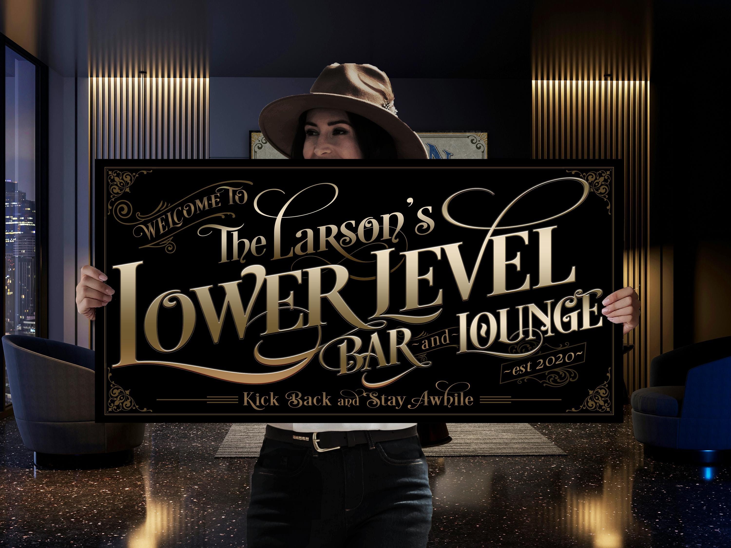 Lower Level Lounge Sign | Lower Level Sign Decor | Basement Bar Sign ...