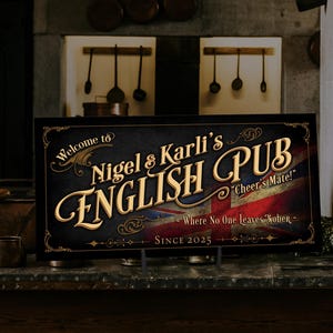 Personalized Vintage English Pub Sign: Bar Wall Decor image 3