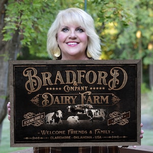 Dairy Farm Sign | Holstein Cattle Ranch Sign | Cattle Farm Sign | Vintage Dairy Farm Sign | Farmhouse Dairy Sign | Metal Print