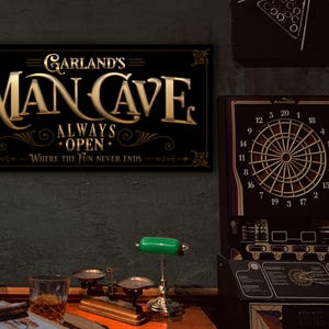 Personalized Man Cave Sign: Vintage Bar Decor, Family Name image 2
