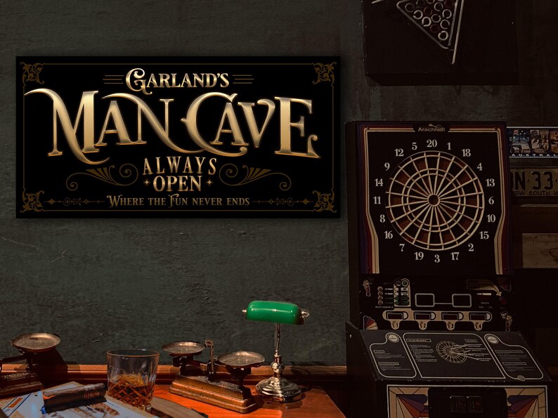 Personalized Man Cave Sign: Vintage Bar Decor, Family Name image 2