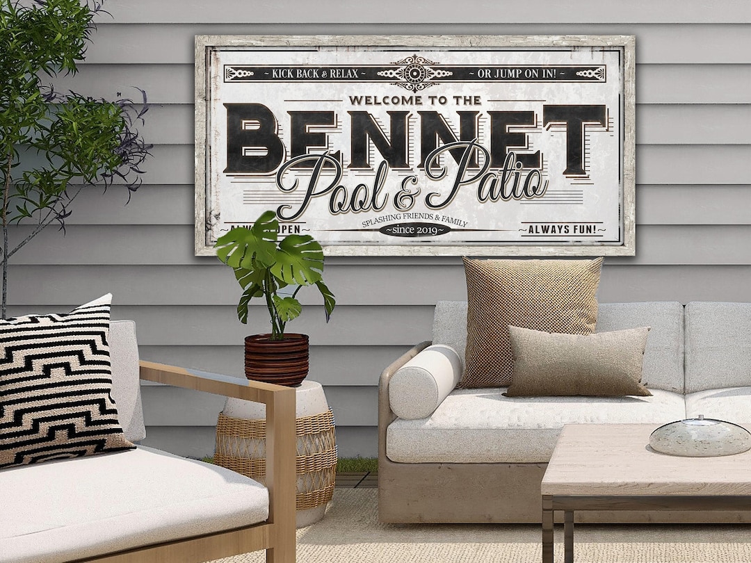 Personalized Family Pool & Patio Sign: Metal or Canvas Wall Art - Etsy
