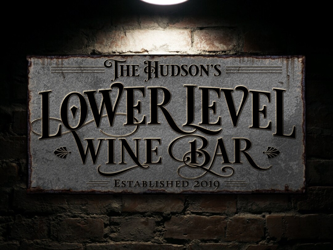 Lower Level Wine Bar Sign Personalized Wine Bar Sign Lower Level Sign