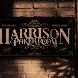 Poker Room Sign | Personalized Poker Room Sign | Poker Sign | Family Name Sign | Family Bar Sign
