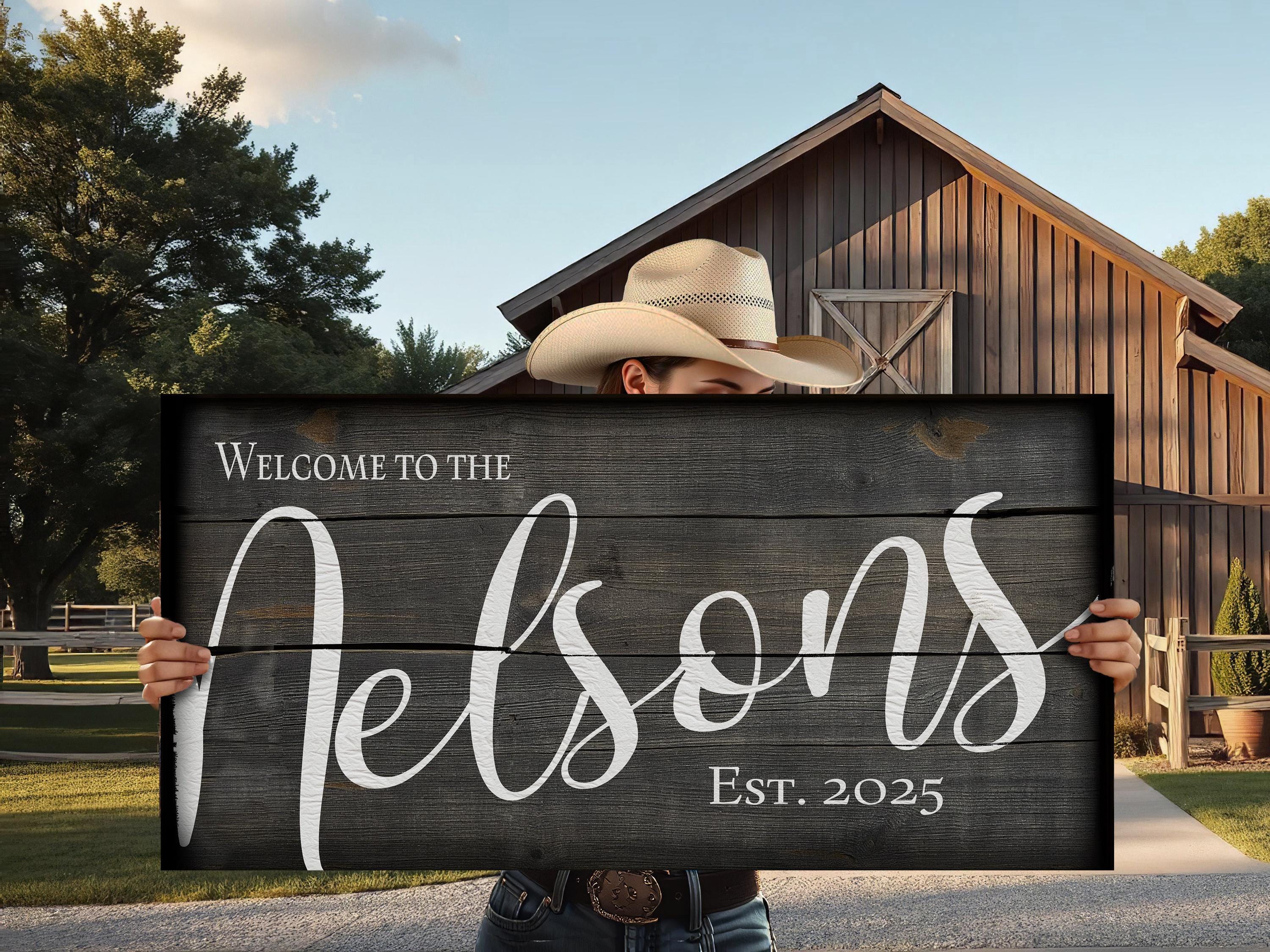 Faux Wood Family Name Sign | Rustic Family Sign | Large Personalized Family Name Sign | Large Canvas Wall Art | Large Metal Wall Art
