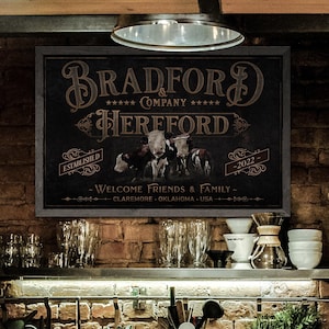 Hereford Cattle Sign | Hereford Cattle Ranch Sign | Cattle Farm Sign | Vintage Hereford Farm Sign | Farmhouse Cattle Sign | Metal Print