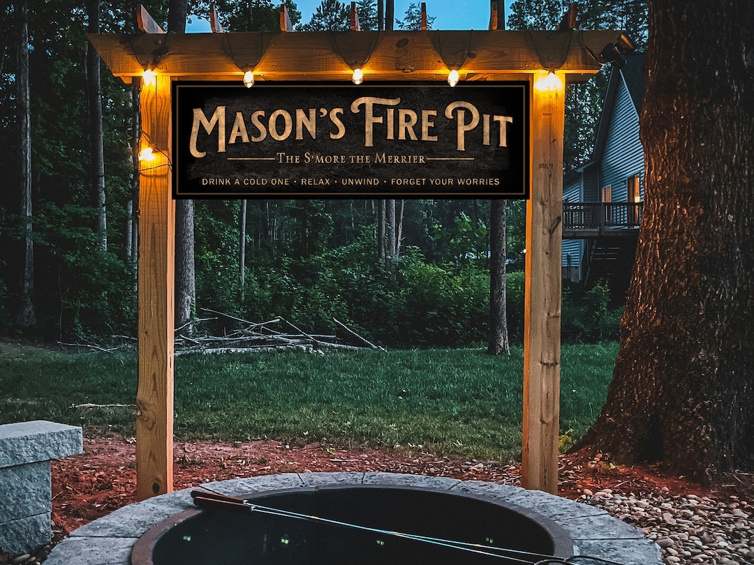 Personalized Fire Pit Sign: Custom Family Name, Patio Decor - Etsy
