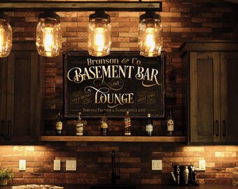 Personalized Basement Bar Sign: Distressed Man Cave Decor