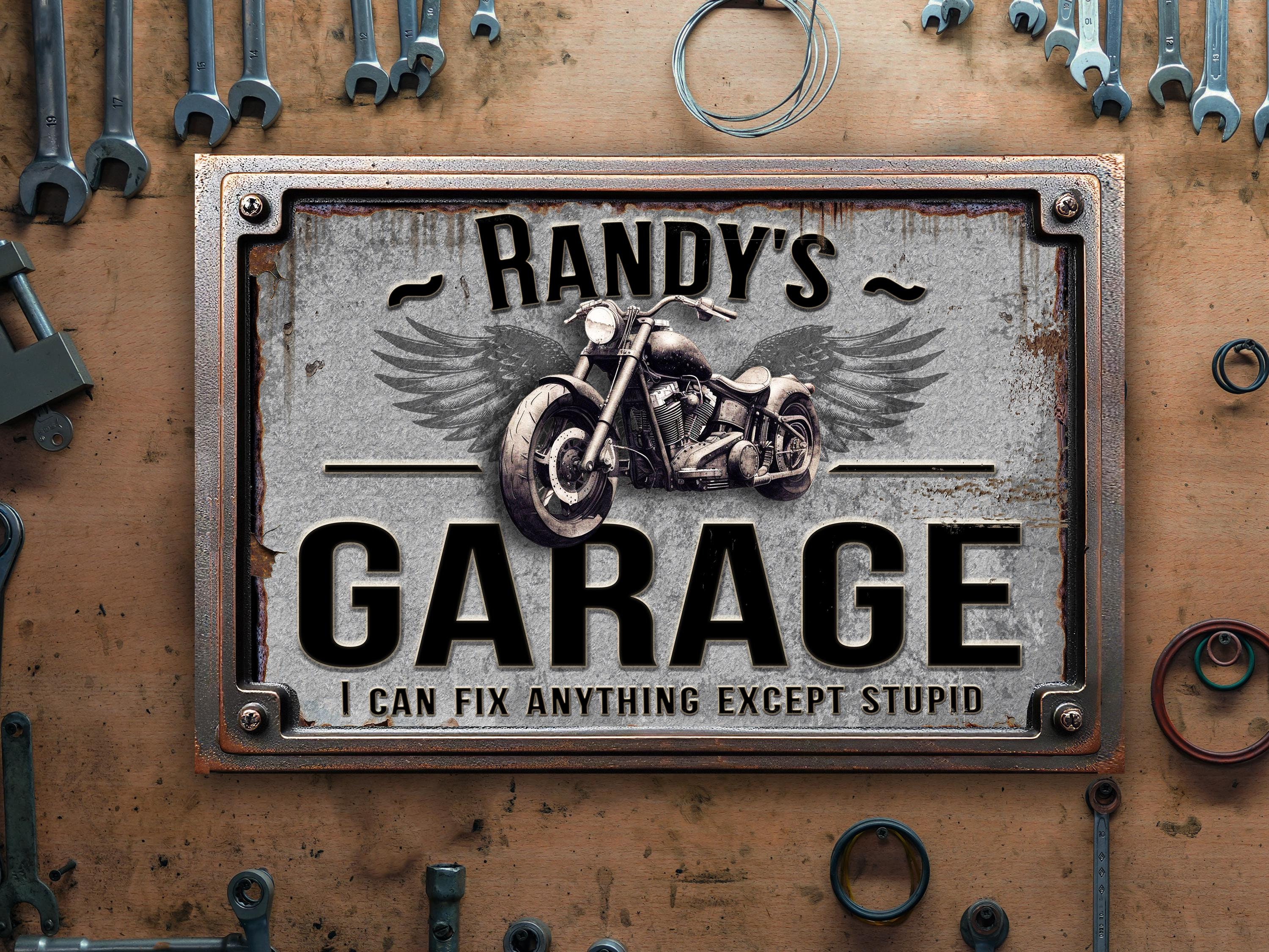 Personalized Motorcycle Garage Sign: Custom Rusty Metal Decor (18