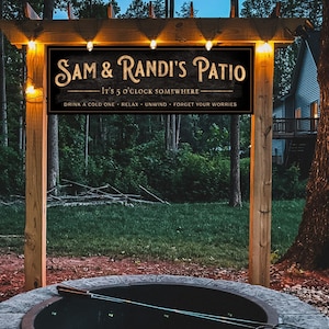 Personalized Patio Sign with Family Name |  Custom Family Name Patio Sign | Customized Patio Sign