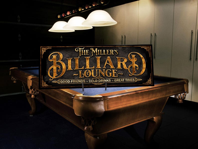 Pool Table Signs Lettering Personalized Billiard Lounge Sign: Family Name, Metal or Canvas - Etsy
