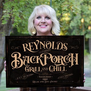 Personalized Back Porch Sign | Back Porch Grill and Chill Sign | Backyard Bar Sign | Back Porch Bar Sign | Backyard Grill Sign