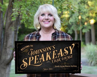 Speakeasy Bar Sign, Bar Wall Decor, Personalized Bar Sign, Vintage Cigar Lounge Speakeasy , Vintage Whiskey Lounge Speakeasy