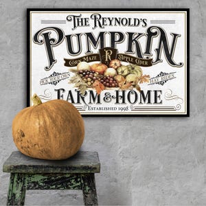Personalized Pumpkin Farm Sign: Vintage Metal or Canvas