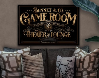 Personalized Home Theater Sign: Vintage Game Room Decor