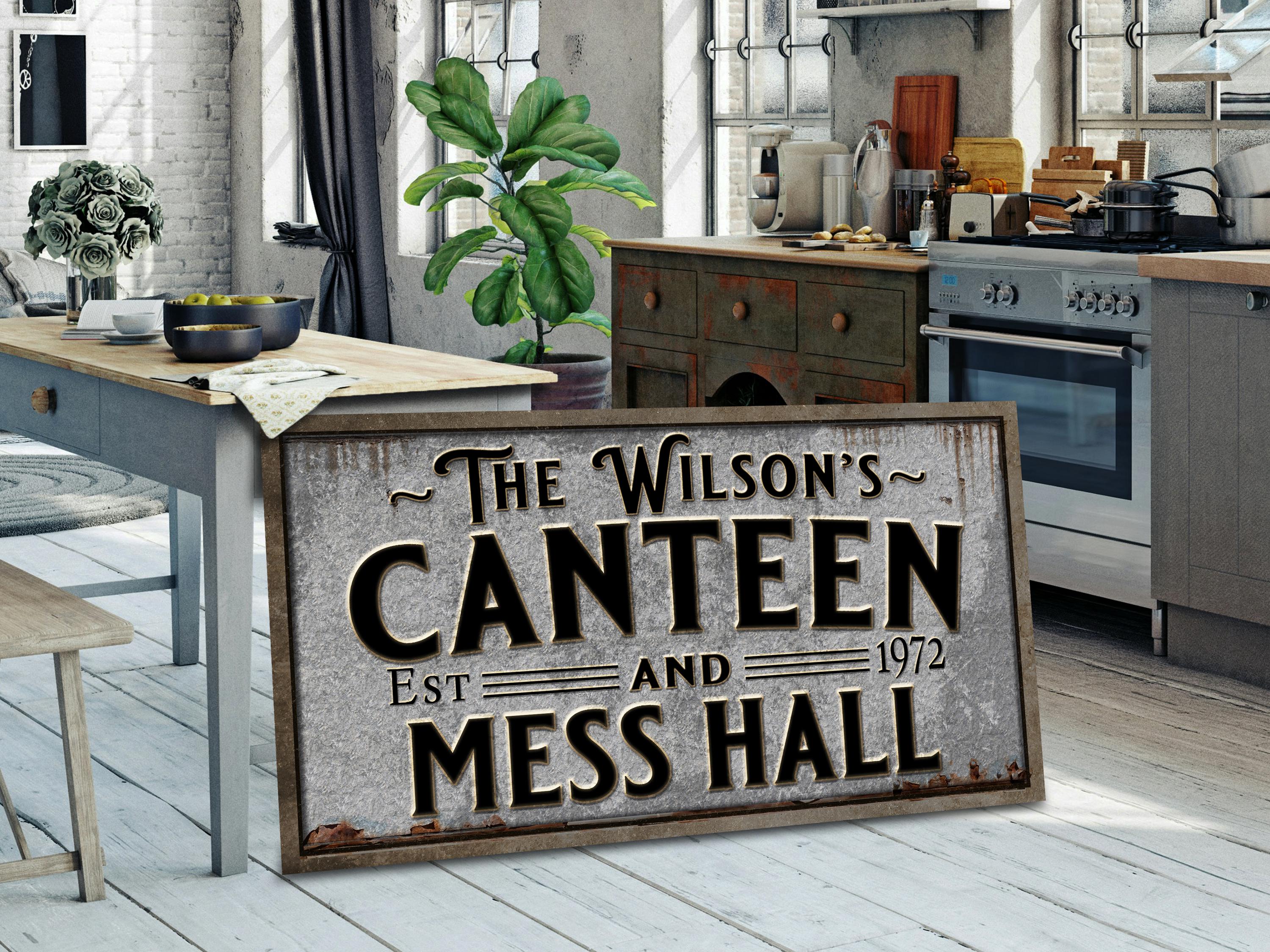 Mess Inside Sign Personalized Canteen Mess Hall Sign: Vintage Style Kitchen Decor - Etsy