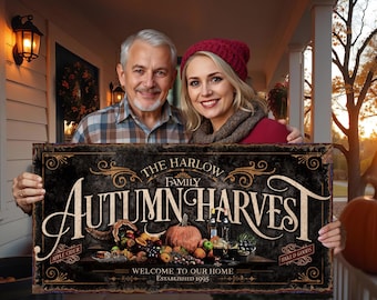 Personalized Autumn Harvest Sign: Rustic Fall Farmhouse Decor