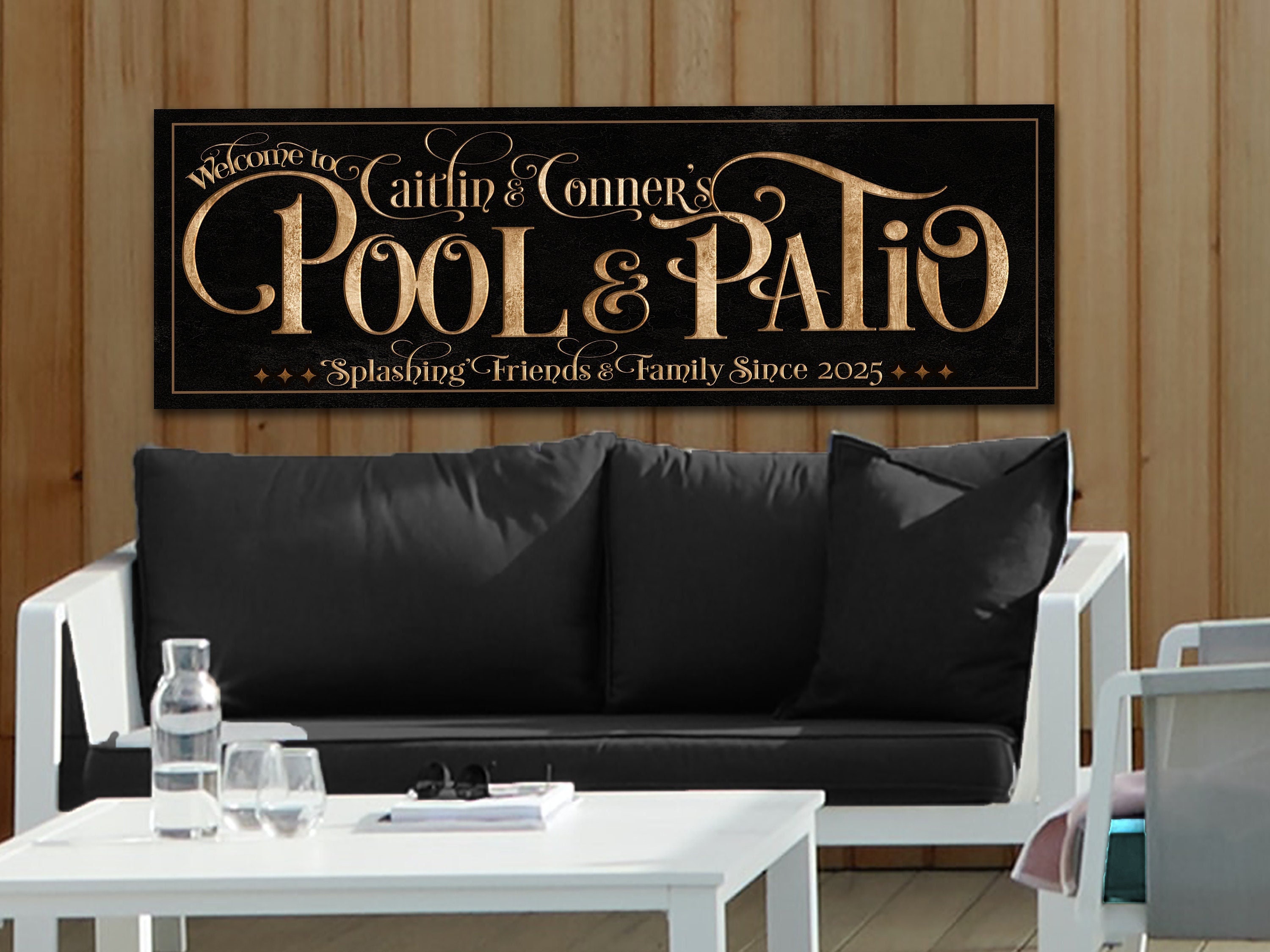 Personalized Pool & Patio Sign: Custom Metal or Canvas Patio Decor 
