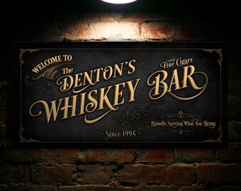 Personalized Whiskey Bar Sign: Vintage Pub Wall Decor