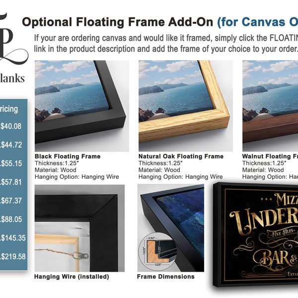 Canvas Frame Add-On Options