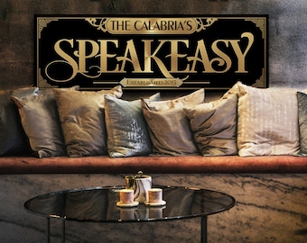 Personalized Speakeasy Bar Sign: Vintage Farmhouse Decor, Canvas or Metal Print