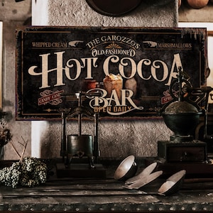 Personalized Hot Cocoa Bar Sign: Rustic Farmhouse Christmas Decor