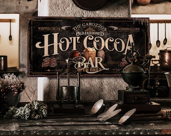 Personalized Hot Cocoa Bar Sign: Rustic Farmhouse Christmas Decor