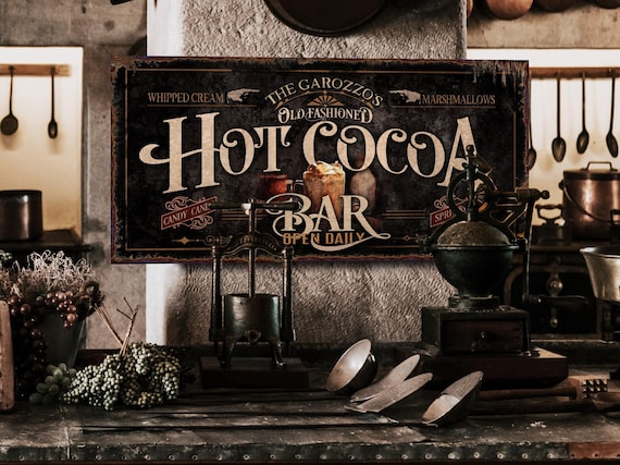 Personalized Hot Cocoa Bar Sign: Rustic Farmhouse Christmas Decor