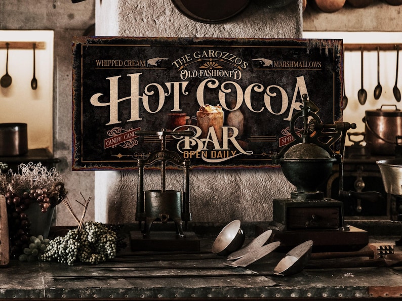 Personalized Hot Cocoa Bar Sign: Rustic Farmhouse Christmas Decor image 1