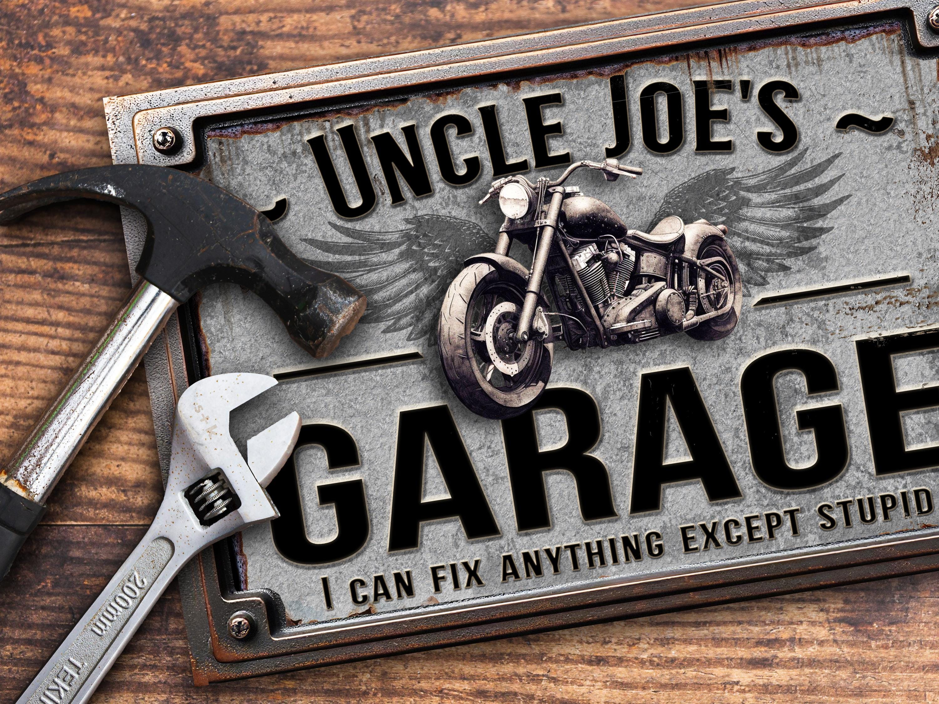 Personalized Motorcycle Garage Sign: Custom Rusty Metal Decor (18