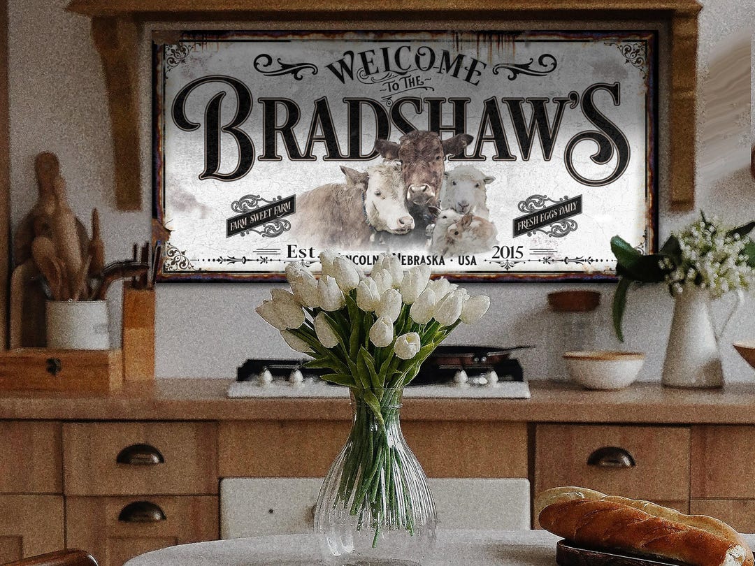 Personalized Family Name Farmhouse Sign: Vintage Farm Wall Decor - Etsy