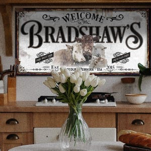 Family Name Farmhouse Sign | Personalized Farmhouse Sign | Last Name Established Signs | Vintage Name Sign | Farm Wall Decor | Home Decor