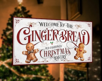 Gingerbread Christmas Sign: Vintage Farmhouse Decor (Metal or Canvas)