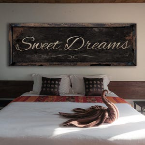 Sweet Dreams Sign, Rustic Bedroom Sign, Sweet Dreams Bedroom Sign, Above the Bed Sweet Dreams, Custom Bedroom Sign, Oversized Bedroom Sign