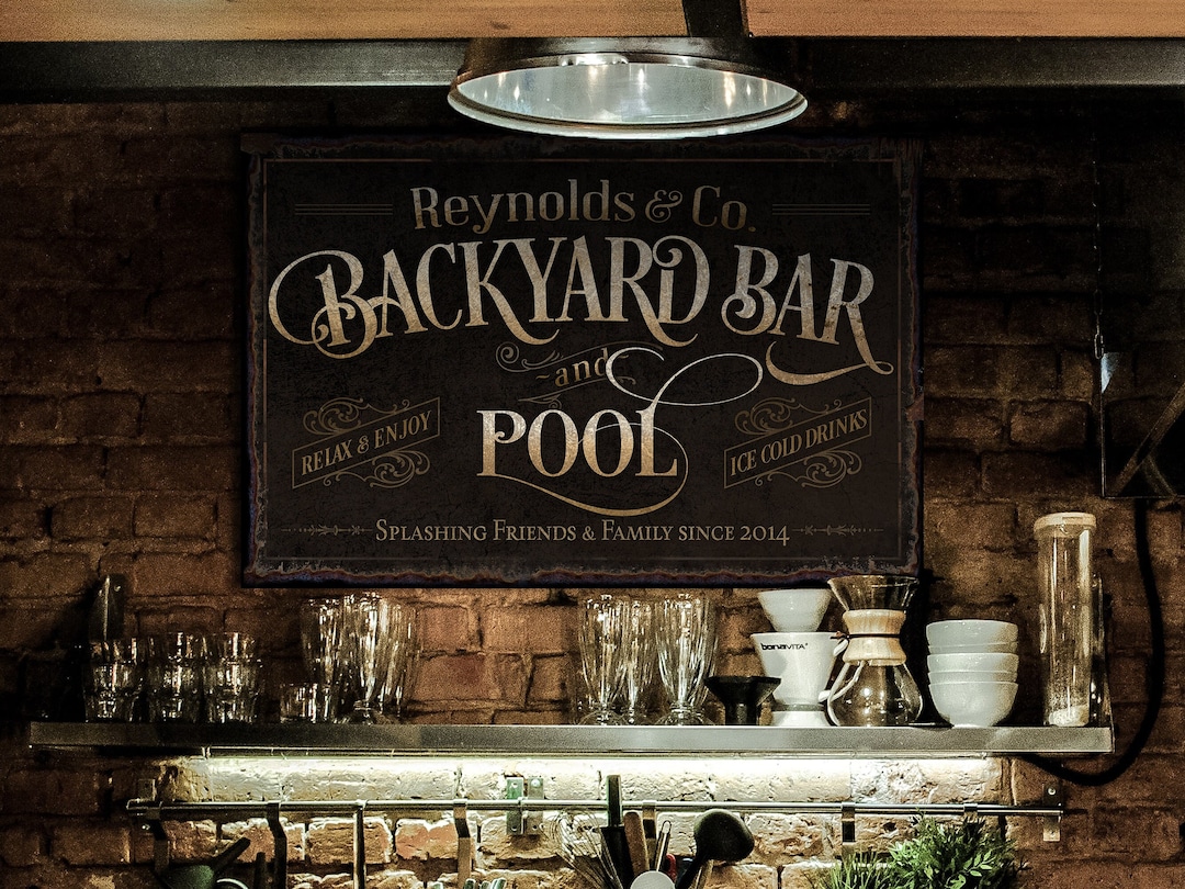 Personalized Backyard Pool Bar Sign Patio Pool Bar Sign Porch Bar Sign Name Sign Modern