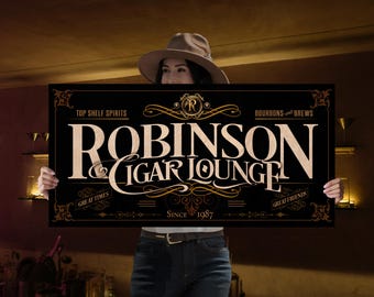Cigar Bar Sign | Personalized Cigar Lounge Sign | Cigar Parlor Sign | Family Name Sign | Family Bar Sign