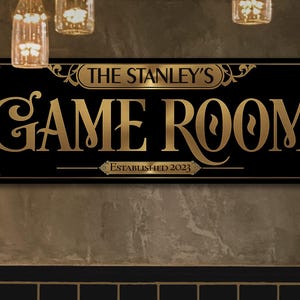 Classic Vintage Game Room Sign | Personalized Sign | Vintage Game Room Wall Decor | Large Classic Game Room Sign | Family Game Room Decor