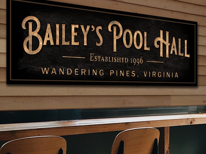 Personalized Pool Hall Sign: Custom Canvas or Metal Bar Sign - Etsy