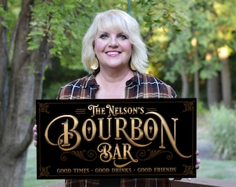Custom Bourbon Bar Sign: Vintage Style Man Cave Decor