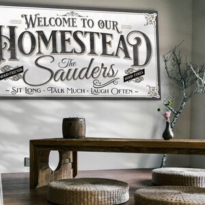 Personalized Family Name Homestead Sign, Last Name Homestead Sign, Modern Homestead Personalized Name Sign, Vintage Home Wall Decor