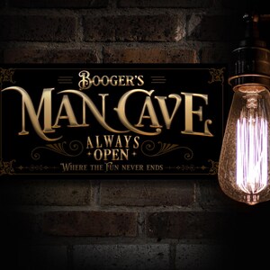 Personalized Man Cave Sign: Vintage Bar Decor, Family Name image 1