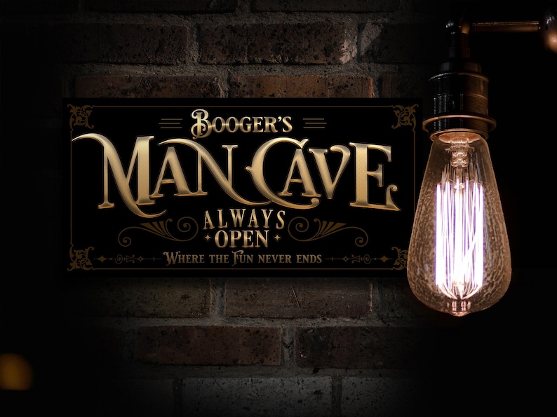 Personalized Man Cave Sign: Vintage Bar Decor, Family Name image 1