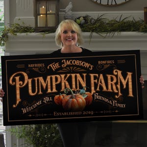 Custom Pumpkin Farm Sign | Pumpkin Patch Sign | Family Name Fall Decor | Autumn Vintage Sign | Farm Wall Decor | Vintage Personalized Sign